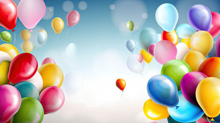 Birthday Party Background with Balloons. Illustration AI Generative.