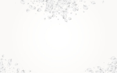 White Floral Vector Light Background. Snowy Blur