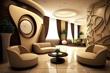 Part of the trendy interior contemporary hotel lobby , generative AI