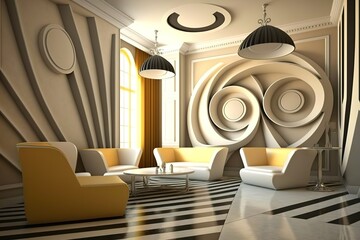 Part of the trendy interior contemporary hotel lobby , generative AI