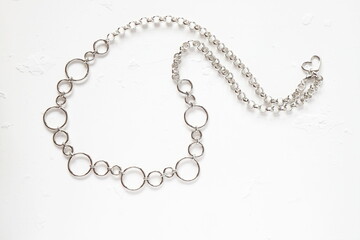 Fototapeta premium Silver chain dress belt, clothes accessories