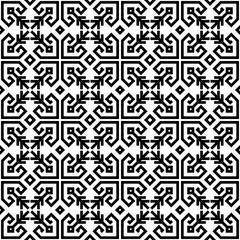 Tribal seamless pattern Aztec black and white background texture for fabric print. Geometric shapes designs.