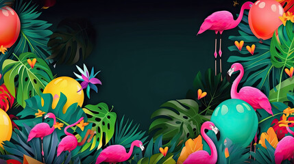 Obraz na płótnie Canvas Summer Tropical Background. Illustration AI Generative.