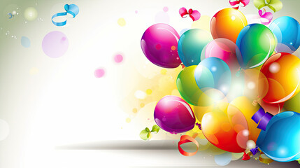 Birthday Party Background with Balloons. Illustration AI Generative.