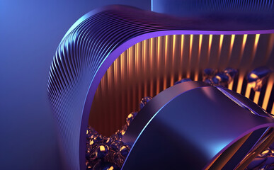 3d render, abstract colorful background illuminated with colorful neon light. Glowing curvy line. Simple wallpaper. AI Generative