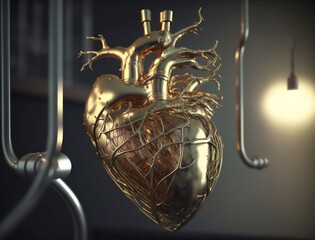 Metal heart, rustic, golden heart