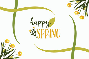 hello spring with leaf and flower vector background. © Joy