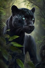 black panther in forest