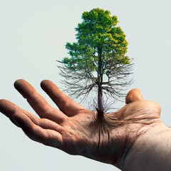 Tree growing out of a hand