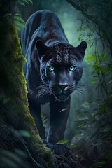 black panther in forest