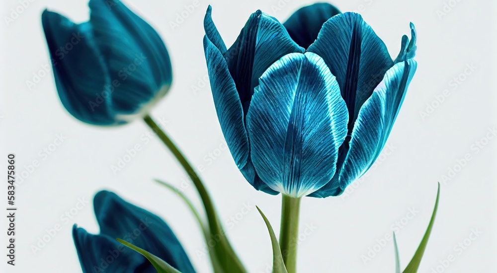 Sticker Original tulip flower blue for design or unusual gift., created with generative ai