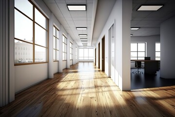 stylish interior of contemporary empty office space, generative AI