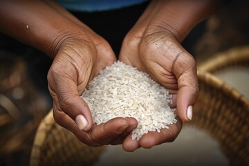 Hands Holding Rice - Poverty - World Hunger