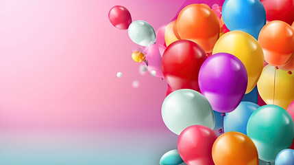 Fototapeta na wymiar Birthday Party Background with Balloons. Illustration AI Generative.