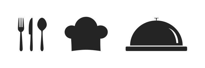 Silhouette of cutlery. fork, knife, spoon. Logotype menu. Vector illustration.