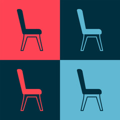 Pop art Chair icon isolated on color background. Vector