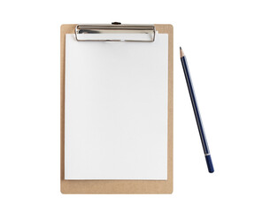 clipboard with blank piece of paper and pencil, transparent background PNG