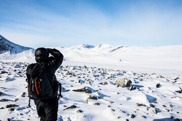 Fototapeta na wymiar Ski expedition in Dovrefjell National Park, Norway