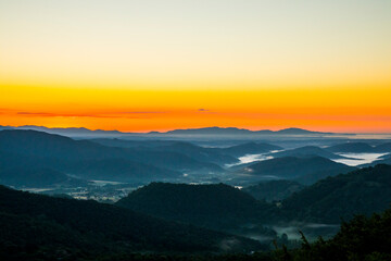 Fototapeta premium Spring sunrise in La Fageda D En Jorda Forest, La Garrotxa, Spai