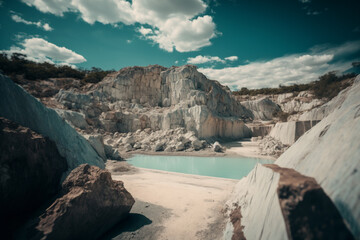 An empty quarry in a hot day, Generative AI