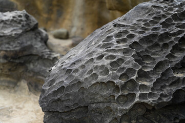 Mushroom rock by the sea.