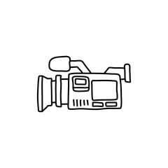 Cinema video recorder doodle or sketch vector. Line drawing of retro old classic video recorder