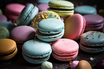 Obraz premium Macaroons food snack colorful pastel style. 