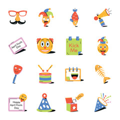 Pack of April Fools Day Flat Icons 

