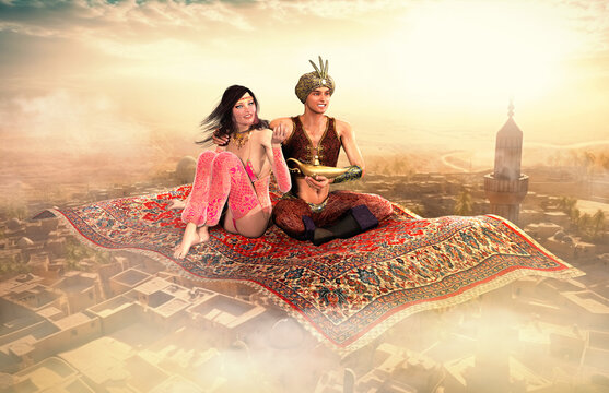 Take a magical ride with Aladdin and his beautiful princess on a journey above the clouds