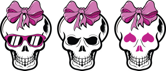 girl skull funny cute vector image illustrations