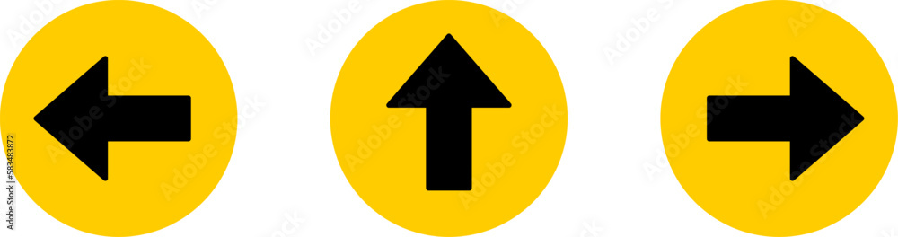 Poster set of one way only or this way only blue sign round floor marking adhesive sticker icon with direct