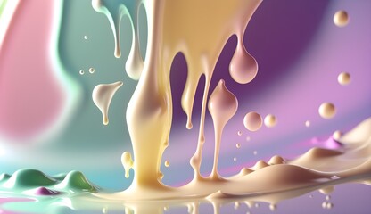 Obraz premium background of volumetric abstract splashes of milk splashes of liquid yogurt milk drinks ai generation