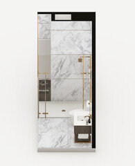Isometric white marble toilet interior design 3d visualization