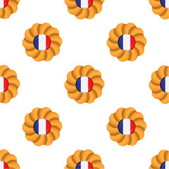 Pattern cookie with flag country France in tasty biscuit