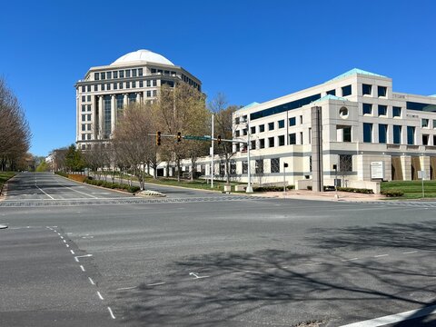 Capitol Towers business center in the SouthPark area of Charlotte, NC on a claear day with copy space