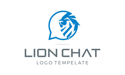 Bubble talk chat with lion for social media message icon mobile app logo design