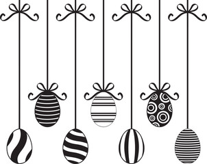 Naklejka premium Set of different hanging Easter egg decorations isolated on white