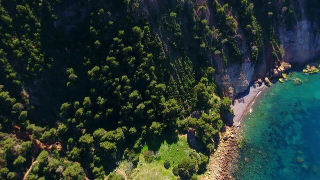 aerial shot by drone of the valley overlooking the Mediterranean Sea
