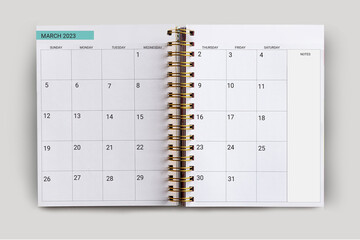 Planner book monthly organizer for March 2023
