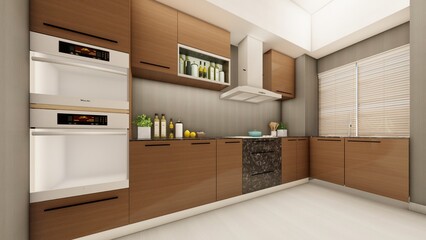 Kitchen cabinets with built in features