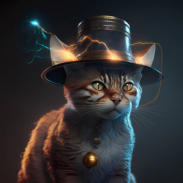 Katze mit Hut und Monokel