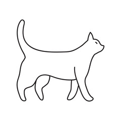 Minimalist cats hand drawn illustration. Cat doodles in abstract hand drawn style, black and white line art vector illustration.