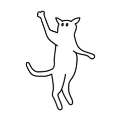 Minimalist cats hand drawn illustration. Cat doodles in abstract hand drawn style, black and white line art vector illustration.