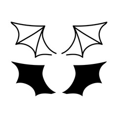 doodle bat wing. Hand drawn sketch style bat wing concept vector illustration. Pencil line drawing