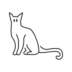 Minimalist cats hand drawn illustration. Cat doodles in abstract hand drawn style, black and white line art vector illustration.