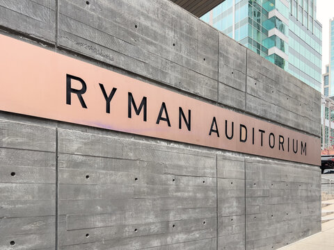 NASHVILLE, TN, USA - MARCH 14, 2023: The Ryman Auditorium is a world renowned music venue in Nashville, TN, built in 1892, and the former home of the Grand Ole Opry.
