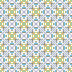 Italian tile pattern vector seamless with vintage ornaments. Portuguese azulejos, mexican talavera, italy sicily majolica motifs. Tiled texture for ceramic kitchen wall or bathroom mosaic floor