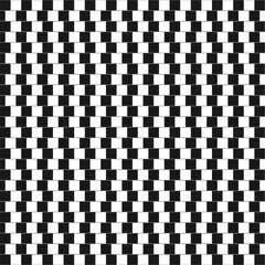 Shifted horizontal parallel lines with black and white squares. Optical illusion with distorted perception. Checkered pattern. Mosaic texture with visual deception motif
