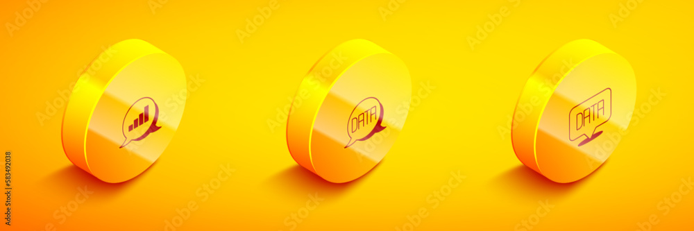 Poster set isometric pie chart infographic, data analysis and icon. vector