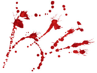 Blood drops and splatters isolated on transparent background